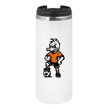 Retro-Duck Fußballheld - Thermobecher - Weiß - Vorne