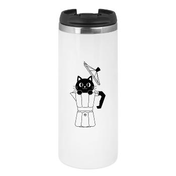 Geometric cat with bow - Thermal Cup - white - Front