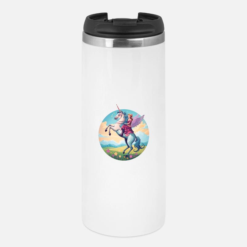 Magische Einhorn-Reiterin Illustration - Thermobecher - Weiß