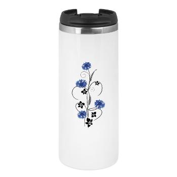 Kornblumen mit Blumen und Gräser - Thermobecher - Weiß - Vorne