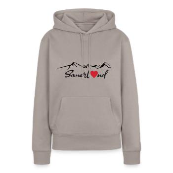Autocollant Sauerland - Sweat à capuche Premium bio Femme - taupe - Devant - Julia (174cm)