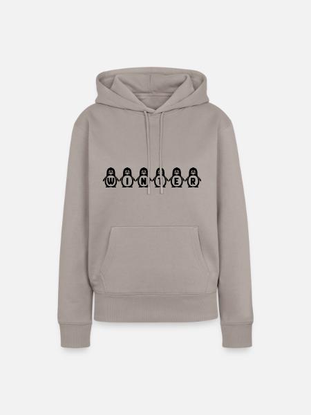 Pinguine - Schriftzug Winter - Geschenkidee - Frauen Premium Bio Hoodie - Taupe