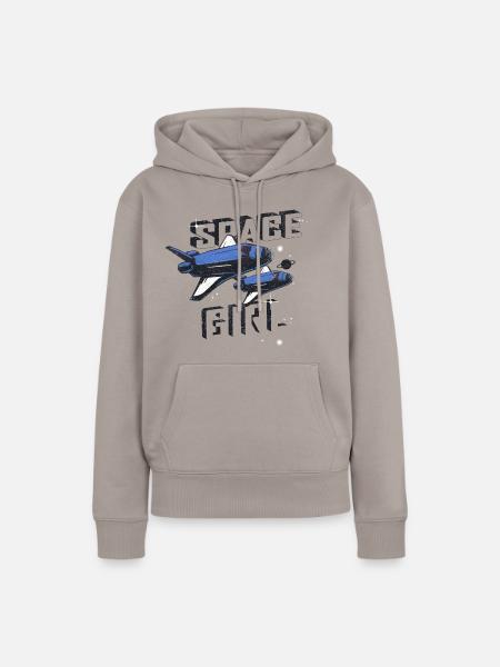 SPACE GIRL - Frauen Premium Bio Hoodie - Taupe
