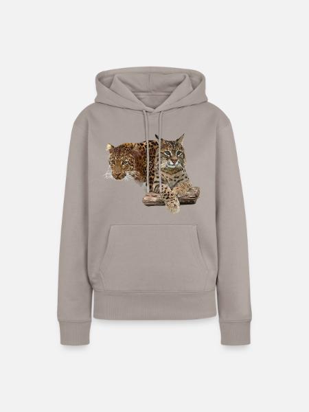 Leopard und Luchs - Frauen Premium Bio Hoodie - Taupe