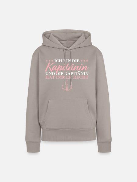 Kapitänin hat immer Recht Bootsfahrerin - Frauen Premium Bio Hoodie - Taupe