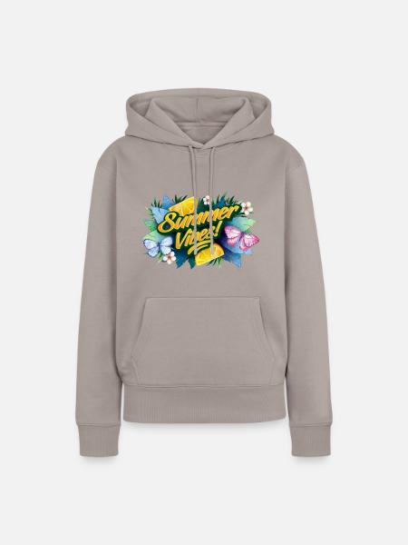 Schmetterlinge Blumen Sommer Urlaubszeit - Frauen Premium Bio Hoodie - Taupe