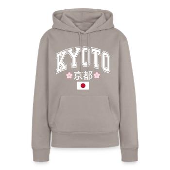 Kyoto - Frauen Premium Bio Hoodie - Taupe - Vorne - Julia (174cm)