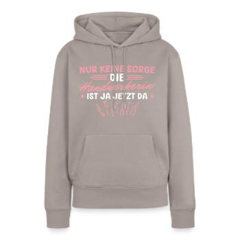 Handwerk Werkzeug Keine Sorge Handwerkerin - Frauen Premium Bio Hoodie - Taupe - Vorne - Julia (174cm)