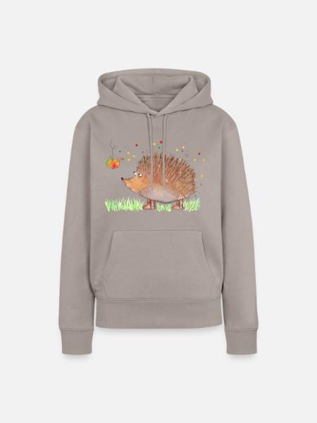Igel Harry - Frauen Premium Bio Hoodie - Taupe