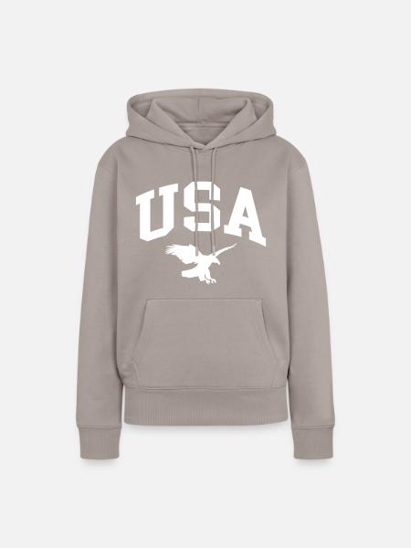 USA - Frauen Premium Bio Hoodie - Taupe