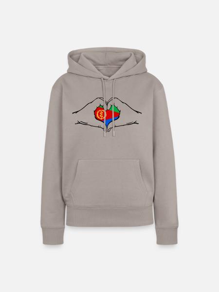 Eritrea Herzform - Frauen Premium Bio Hoodie - Taupe