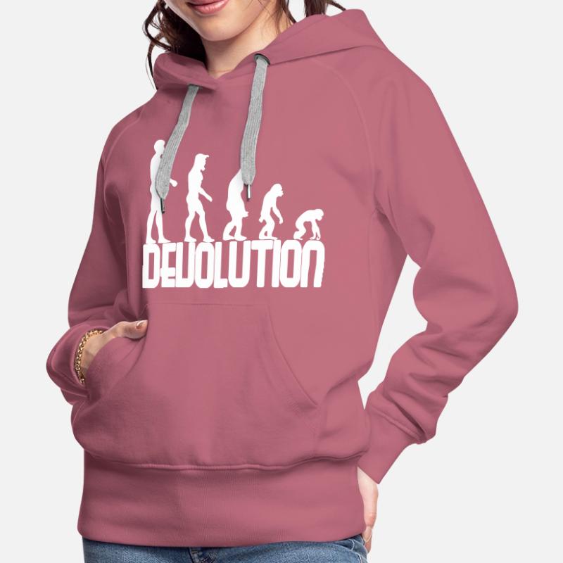 Devolution Evolution schlichtes Design Frauen Premium Bio Hoodie