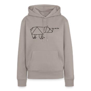 Bär - Frauen Premium Bio Hoodie - Taupe - Vorne - Julia (174cm)