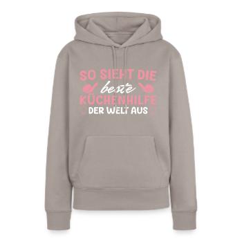 Beste Küchenhilfe der Welt Köchin - Frauen Premium Bio Hoodie - Taupe - Vorne - Julia (174cm)
