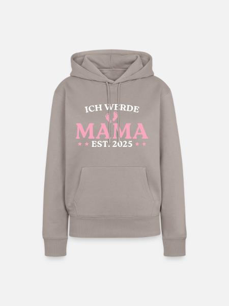 Ich werde Mama 2025 Werdende Mutter - Frauen Premium Bio Hoodie - Taupe