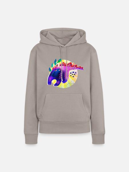 Retro Riso Dino - Frauen Premium Bio Hoodie - Taupe
