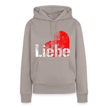 Dirty Love - Frauen Premium Bio Hoodie - Taupe - Vorne - Julia (174cm)