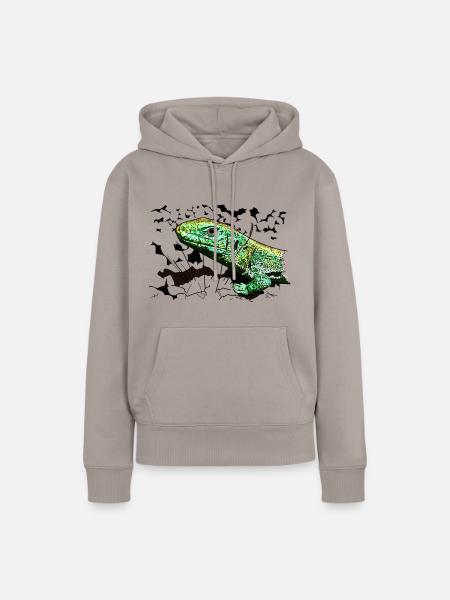 Eine Eidechse im Garten - Frauen Premium Bio Hoodie - Taupe