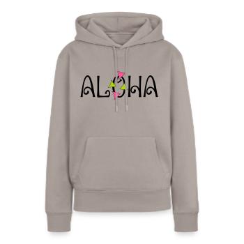 ALOHA - Frauen Premium Bio Hoodie - Taupe - Vorne - Julia (174cm)