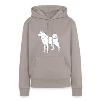 Weißes schwedisches Rotwild - Frauen Premium Bio Hoodie - Taupe - Vorne - Julia (174cm)