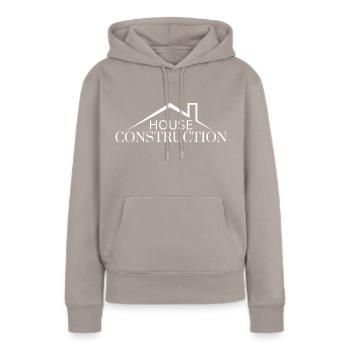 Construction de maison / Équipe Hausbau - Sweat à capuche Premium bio Femme - taupe - Devant - Julia (174cm)