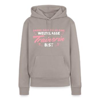 Weltklasse Fußballtrainerin Beste Trainerin - Frauen Premium Bio Hoodie - Taupe - Vorne - Julia (174cm)