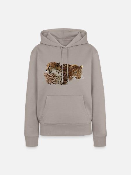Leopard und Gepard - Frauen Premium Bio Hoodie - Taupe