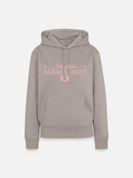 Werdende Mutter 2025 Schwangerschaftsankündigung - Frauen Premium Bio Hoodie - Taupe