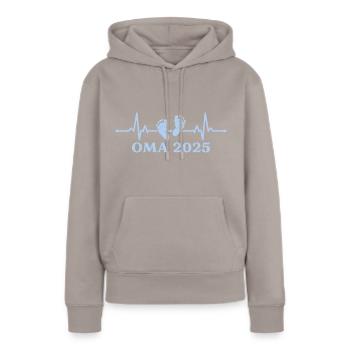 Werdende Oma 2025 Babyparty Geschlecht verkünden - Frauen Premium Bio Hoodie - Taupe - Vorne - Julia (174cm)