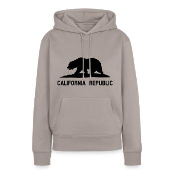 California - Frauen Premium Bio Hoodie - Taupe - Vorne - Julia (174cm)