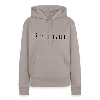 BAUFRAU - Frauen Premium Bio Hoodie - Taupe - Vorne - Julia (174cm)