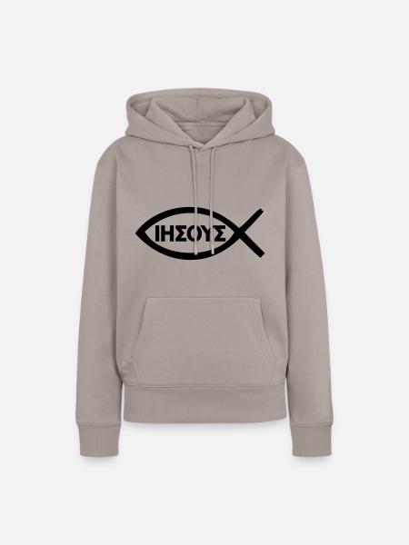 Christen Jesus Fisch Symbol - Frauen Premium Bio Hoodie - Taupe