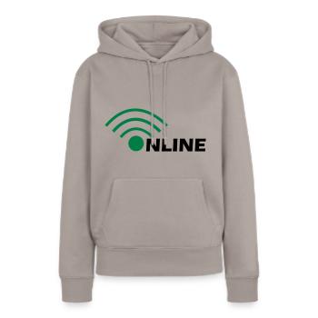 Online - Frauen Premium Bio Hoodie - Taupe - Vorne - Julia (174cm)