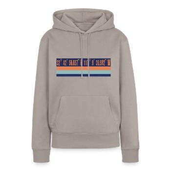 Conception des coordonnées GPS de San Diego - Sweat à capuche Premium bio Femme - taupe - Devant - Julia (174cm)