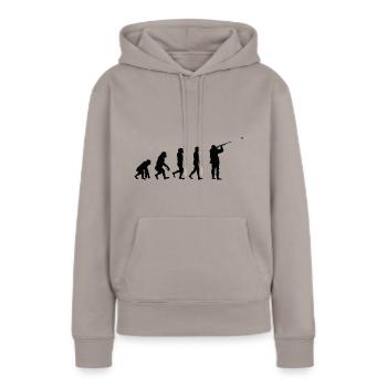 Tontaubenschiessen Tontauben Evolution Tontauben - Frauen Premium Bio Hoodie - Taupe - Vorne - Julia (174cm)