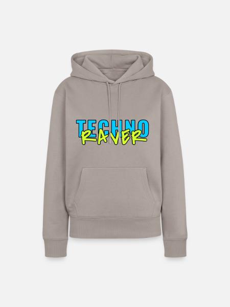 techno raver - Frauen Premium Bio Hoodie - Taupe