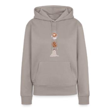 coffee cookies cozy - Frauen Premium Bio Hoodie - Taupe - Vorne - Julia (174cm)