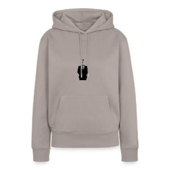 Anonymous - Sweat à capuche Premium bio Femme - taupe - Devant - Julia (174cm)