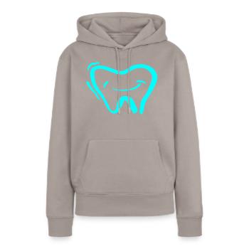 Dent - Sweat à capuche Premium bio Femme - taupe - Devant - Julia (174cm)