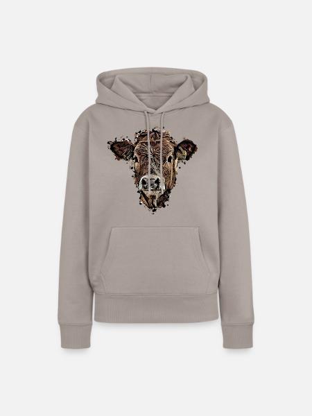 Kuh - Frauen Premium Bio Hoodie - Taupe