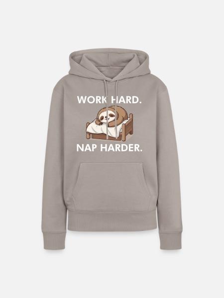 Work hard Nap Harder - Frauen Premium Bio Hoodie - Taupe
