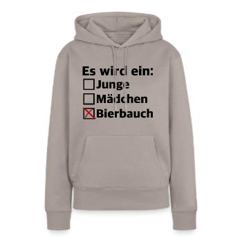 Es wird ein Bierbauch | Schwanger, Bier, Party - Frauen Premium Bio Hoodie - Taupe - Vorne - Julia (174cm)