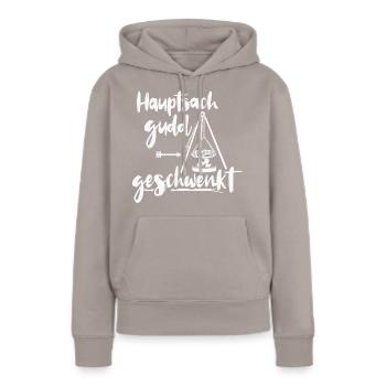 Hauptsach gudd gess geschwenkt Saarland schwenken - Frauen Premium Bio Hoodie - Taupe - Vorne - Julia (174cm)