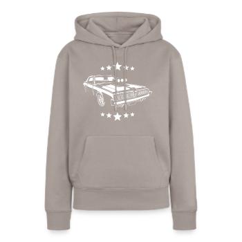 Muscle car Voiture américaine - Sweat à capuche Premium bio Femme - taupe - Devant - Julia (174cm)