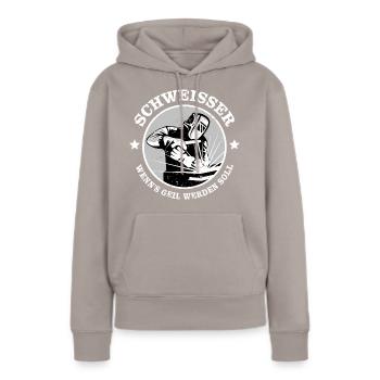 Schweisser schweissen Spruch Geil Beruf Schweißer - Frauen Premium Bio Hoodie - Taupe - Vorne - Julia (174cm)