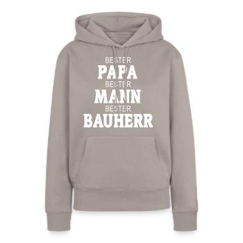 Bauherr Papa Mann Bester - Frauen Premium Bio Hoodie - Taupe - Vorne - Julia (174cm)
