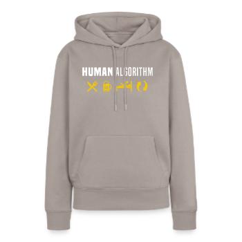 Sex funshirt human algorithm eat sleep fuck - Frauen Premium Bio Hoodie - Taupe - Vorne - Julia (174cm)