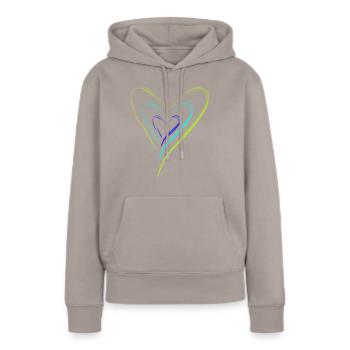 Herzen - Frauen Premium Bio Hoodie - Taupe - Vorne - Julia (174cm)