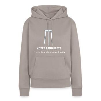 Vote Stool! - Women’s Premium Organic Hoodie - taupe - Front - Julia (174cm)