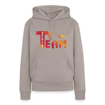 MantrailTEAM Rainbow - Frauen Premium Bio Hoodie - Taupe - Vorne - Julia (174cm)